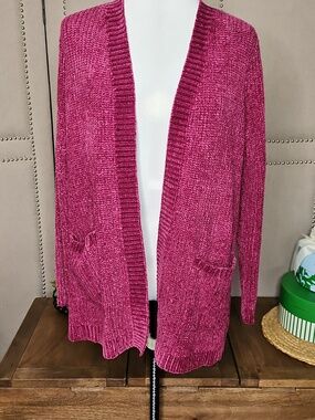 Soft Surrounding Chenille Cardigan Fuschia Pink